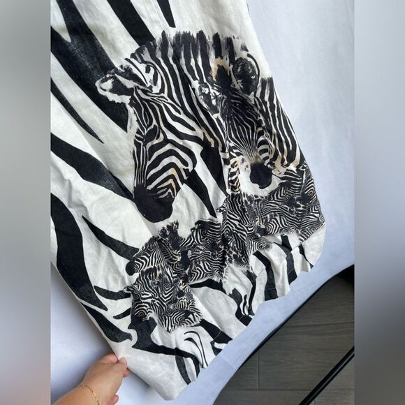 Elton 100% Linen Zebra Dress size M - Picture 4 of 10